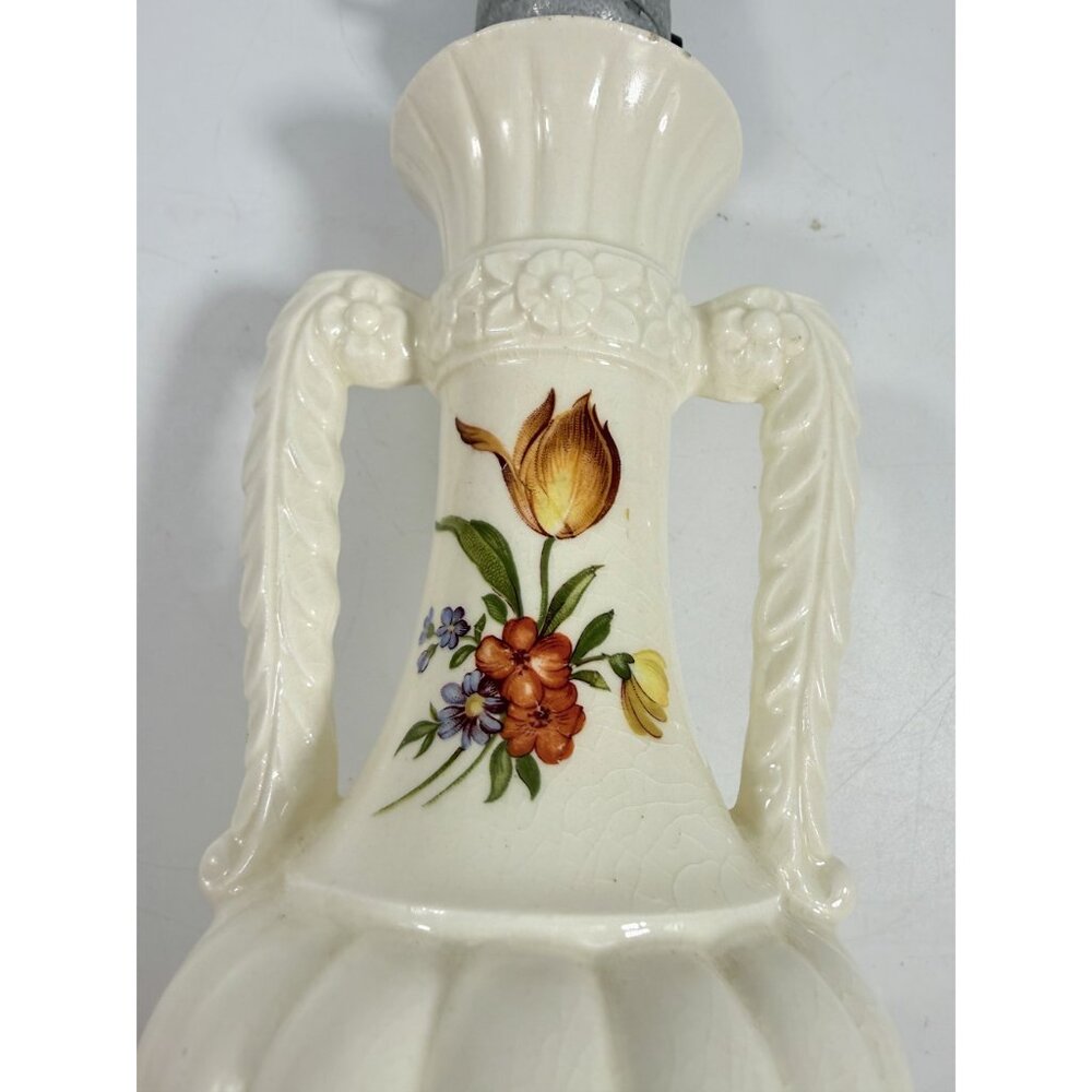 Table Lamp Ceramic Hand Painted Flowers Unique Vintage Cottage Core Victorian - Picture 13 of 16